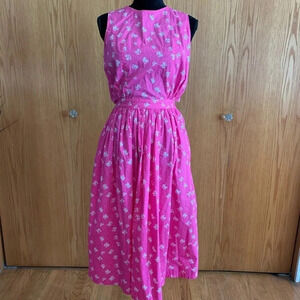 Interim Crab Print Tie Back Midi Dress w/Pockets